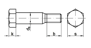 Болт призонный с шестигранной головкой для стальных конструкций DIN 7968  