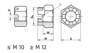 Гайки шестигранные корончатые низкие DIN 979  