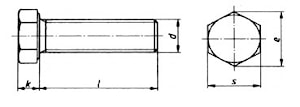 Болт DIN 933 с полной резьбой из нержавеющей стали А2 и А4  