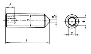 Винт DIN 914 установочный с внутренним шестигранником и заостренным концом из нержавеющей стали  