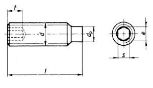 Винт DIN 915 установочный с внутренним шестигранником и цилиндрическим концом (цапфой) из нержавеющей стали  