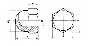 Гайка латунная шестигранная колпачковая DIN 1587  