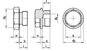 Заглушка-пробка резьбовая цилиндрическая для труб DIN 7604  
