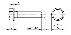 Винт резьбовыдавливающий Taptite с шестигранной головкой с фланцем DIN 7500 D  